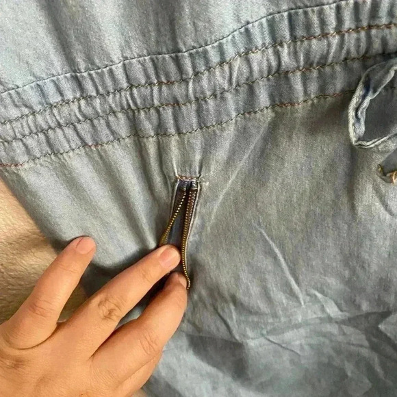 💥Vintage Vibe Denim Jumper Zip Up Dress L - Picture 7 of 10